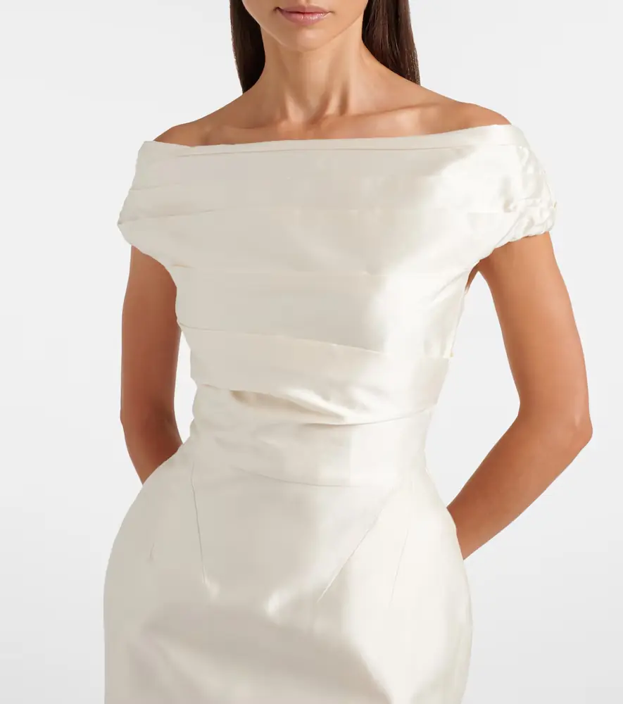 Rachel Gilbert Bronte off-shoulder wool and silk cocktail dress | Thumbnail 4