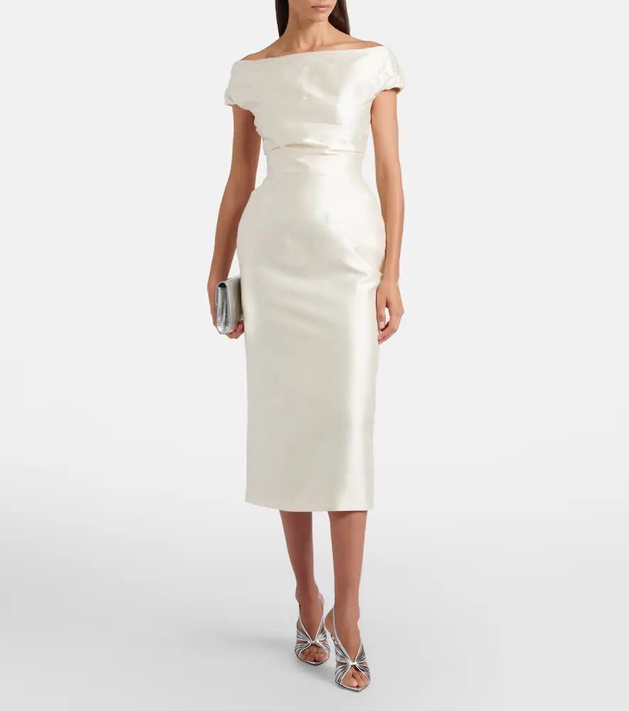 Rachel Gilbert Bronte off-shoulder wool and silk cocktail dress | Thumbnail 6