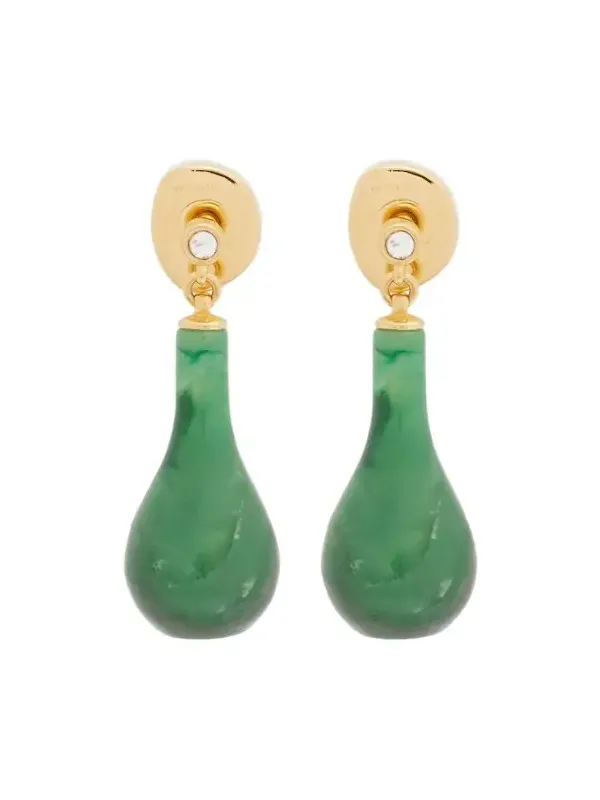 Embellished gold-plated drop earrings