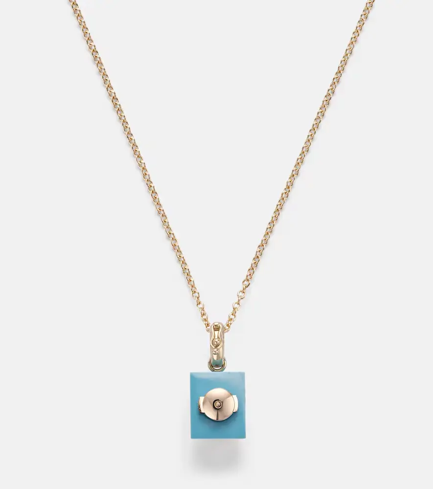 Yvonne Léon Yvonne Léon Palmier and Le Cubo 9kt gold earring and pendant set with turquoise and diamonds | Thumbnail 6 Yvonne Léon Yvonne Léon Palmier and Le Cubo 9kt gold earring and pendant set with turquoise and diamonds | Thumbnail 6