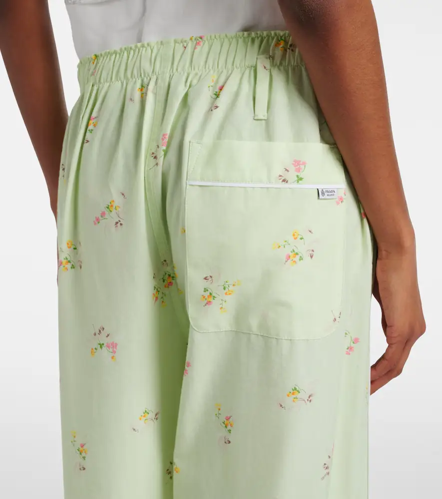Prada Floral cotton wide-leg pants | Thumbnail 2