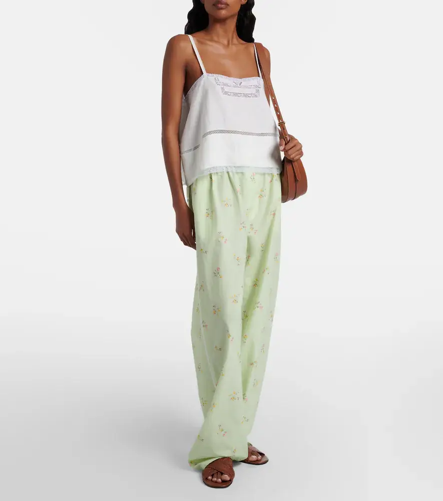 Prada Floral cotton wide-leg pants | Thumbnail 6