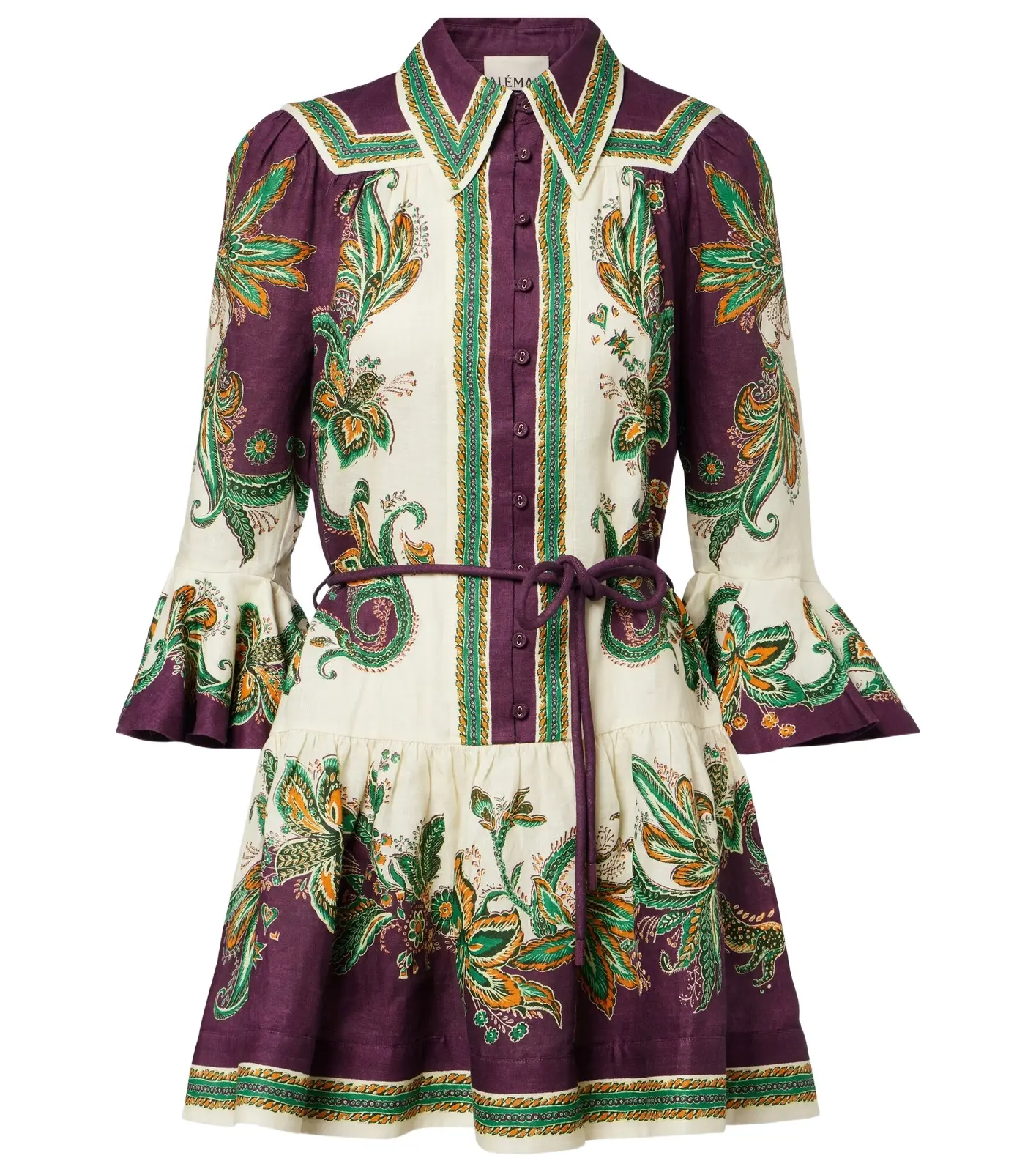 Alémais Ruthie printed ruffled linen minidress Alémais Ruthie printed ruffled linen minidress