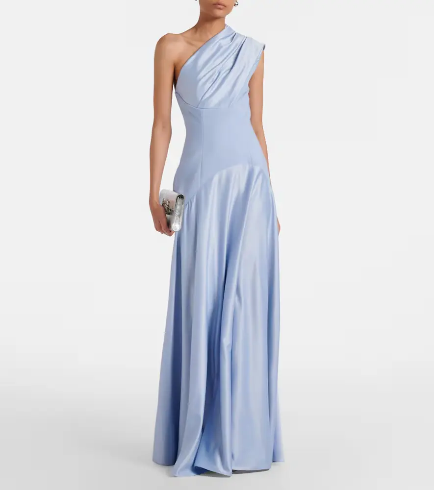 Solace London Gabriela one-shoulder crêpe and satin gown | Thumbnail 3