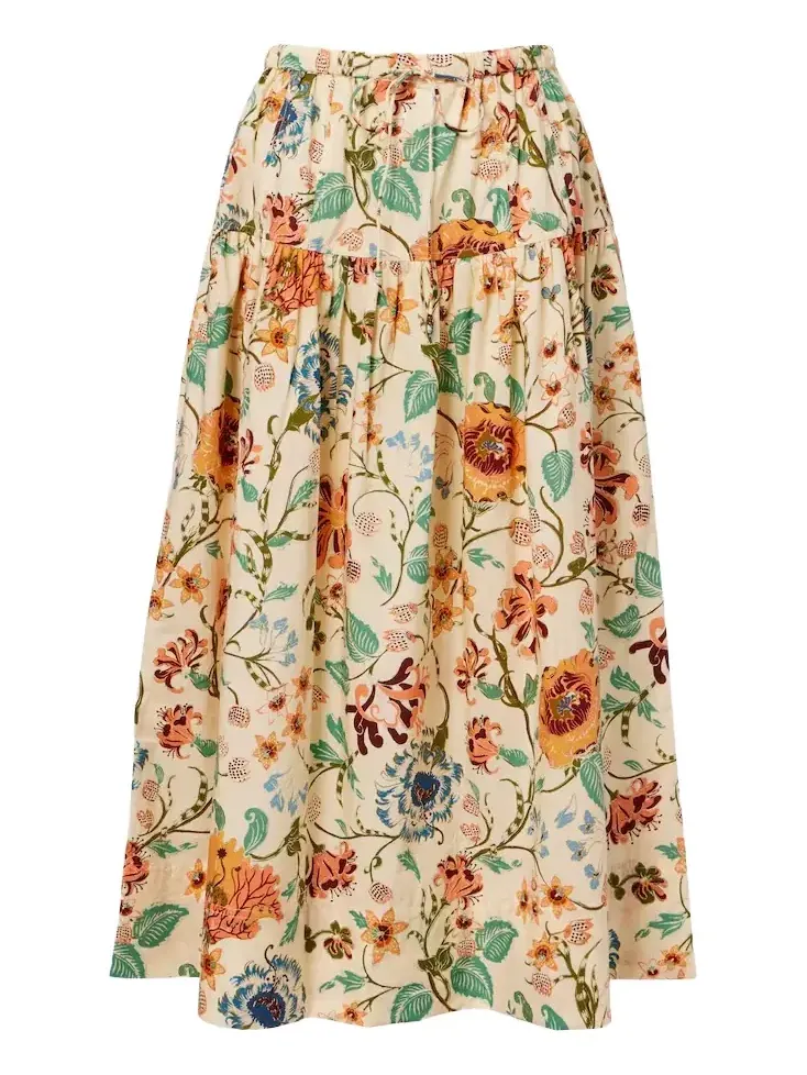 Theodora floral cotton midi skirt Theodora floral cotton midi skirt