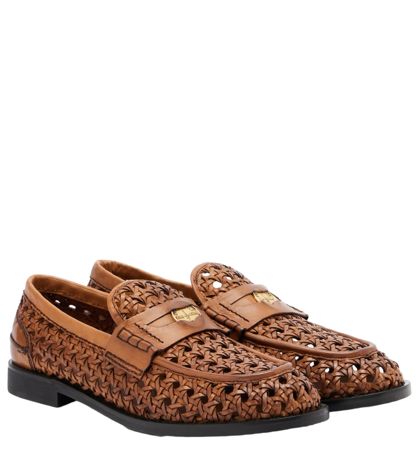 Miu Miu Woven leather penny loafers