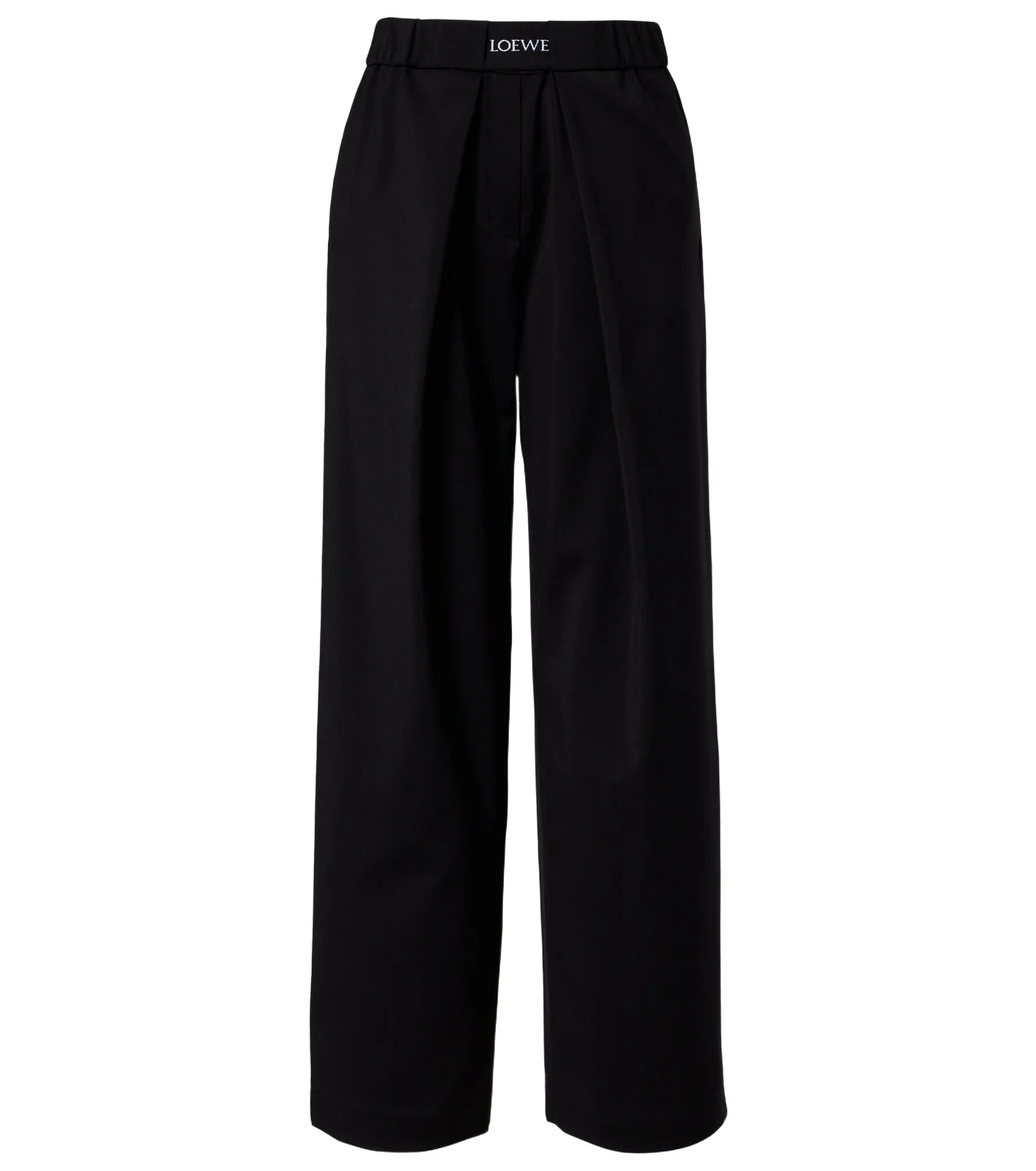 Logo wool mid-rise straight pants