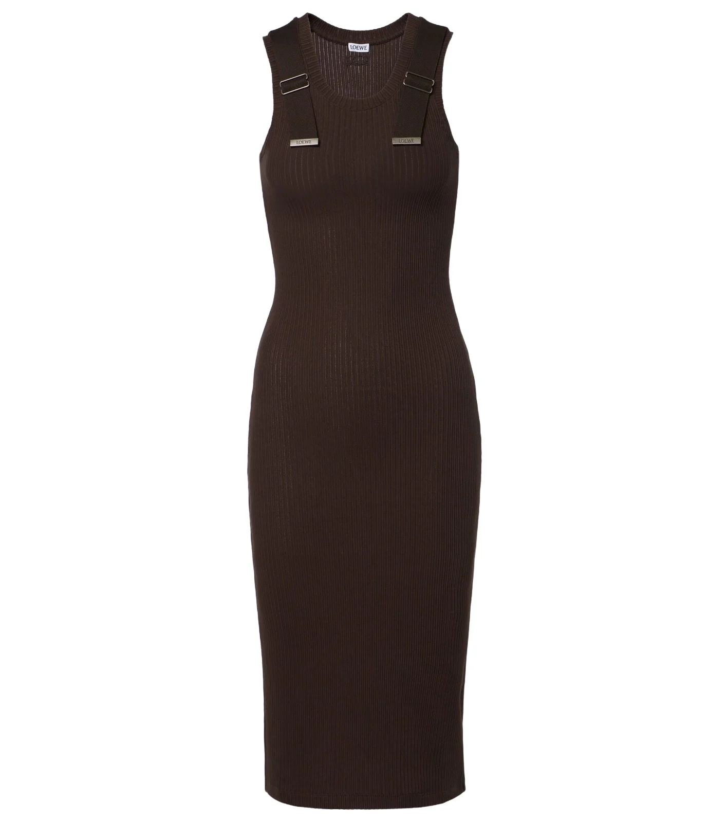 Ribbed-knit cotton-blend midi dress