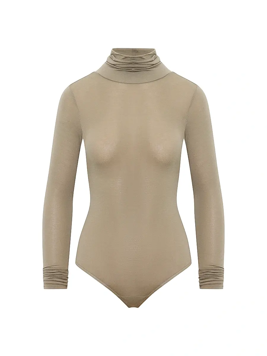Artemis Diciero Women's Marina Long-Sleeve Sheer Bodysuit - Olive - Size Small | Image 1 Artemis Diciero Women's Marina Long-Sleeve Sheer Bodysuit - Olive - Size Small | Image 1