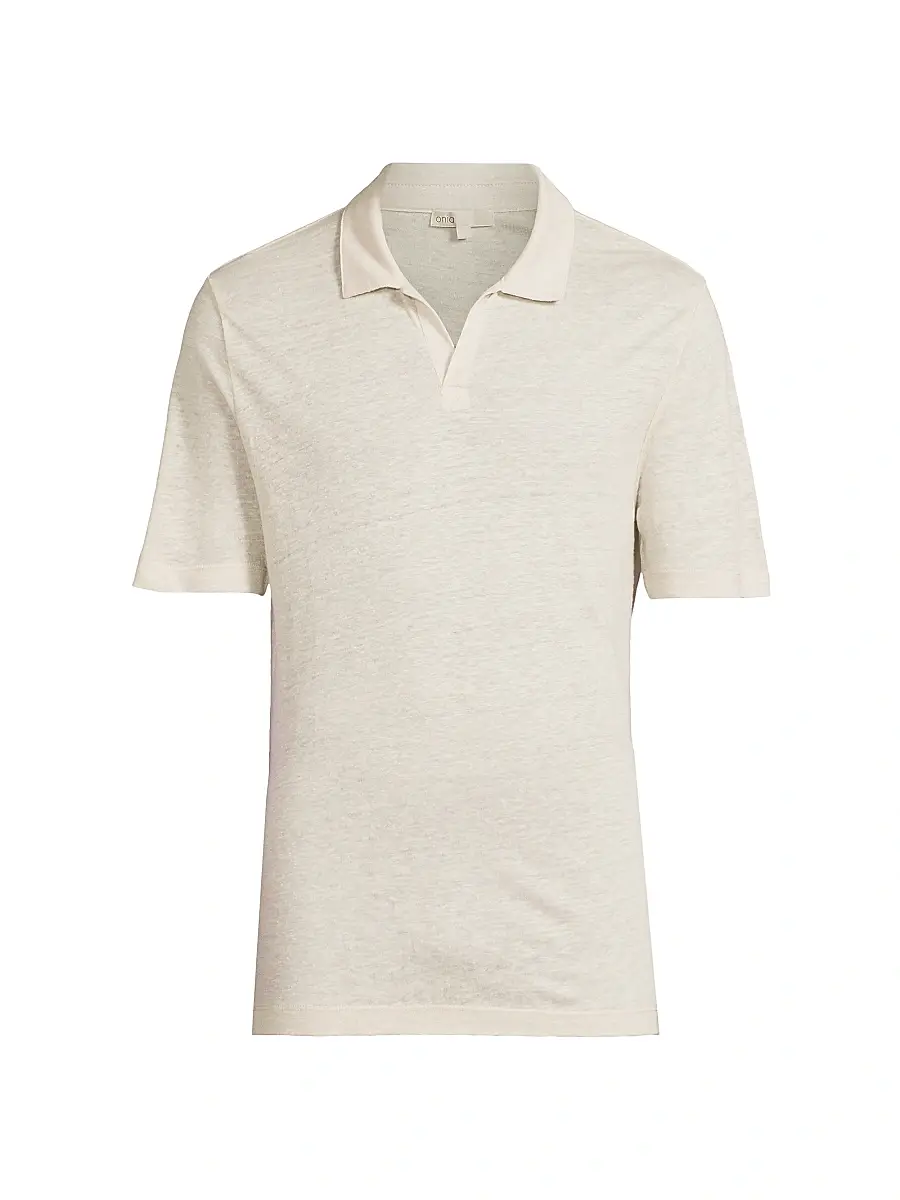 Onia Men's Shaun Linen Polo Shirt | Image 1 Onia Men's Shaun Linen Polo Shirt | Image 1