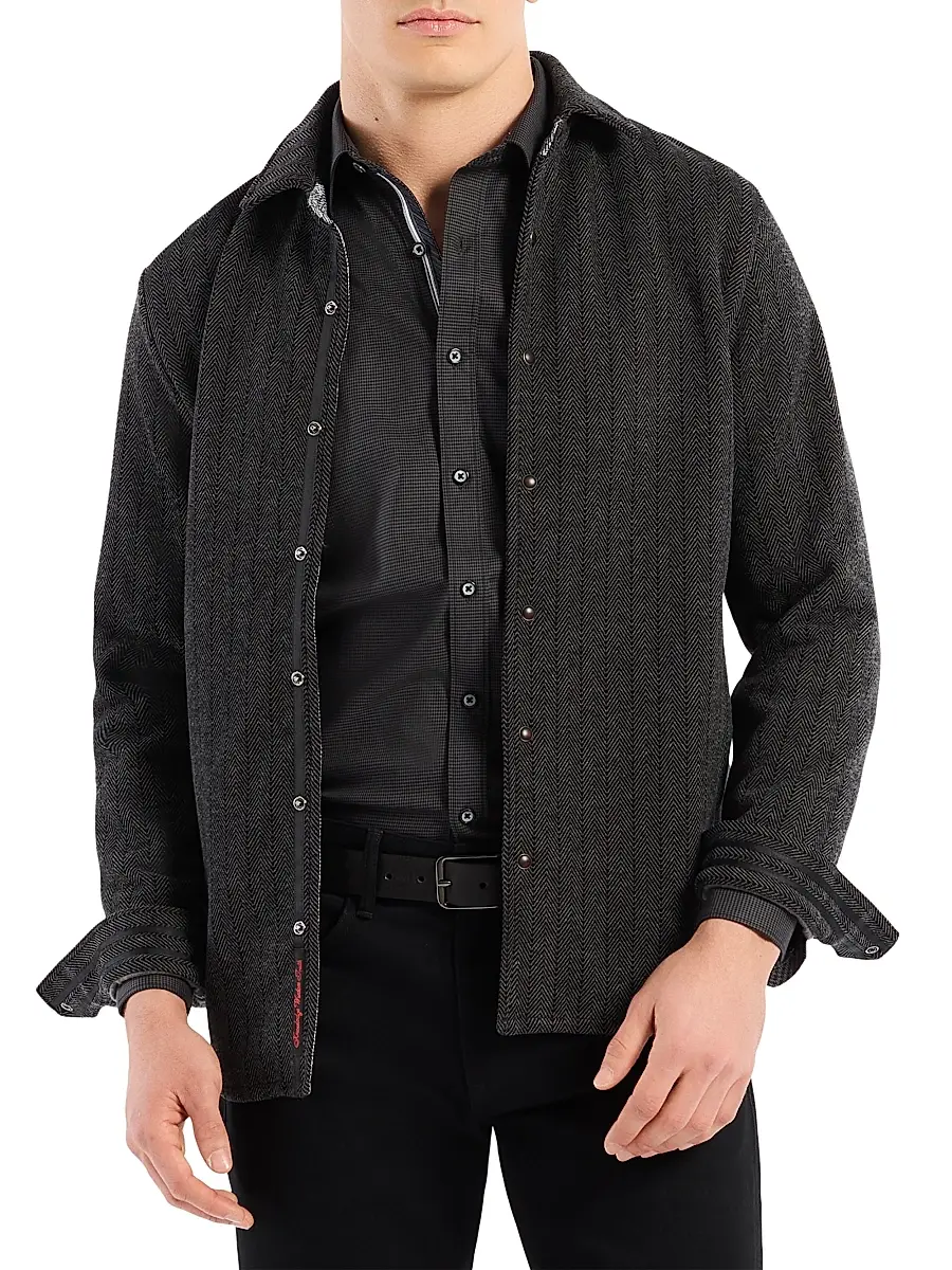 Robert Graham Men's Wylie Plaid Shirt Jacket - Black - Size XL | Image 1 Robert Graham Men's Wylie Plaid Shirt Jacket - Black - Size XL | Image 1