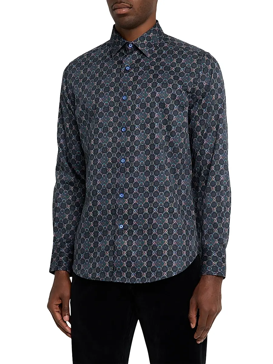 Robert Graham Men's Bramston Medallion Satin Button-Front Shirt | Thumbnail 3 Robert Graham Men's Bramston Medallion Satin Button-Front Shirt | Thumbnail 3