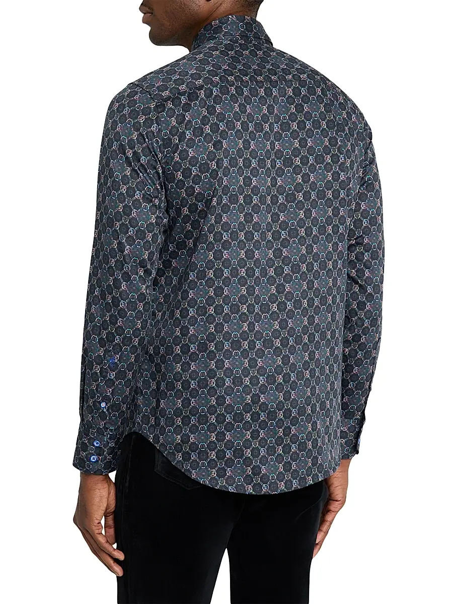 Robert Graham Men's Bramston Medallion Satin Button-Front Shirt | Thumbnail 4 Robert Graham Men's Bramston Medallion Satin Button-Front Shirt | Thumbnail 4