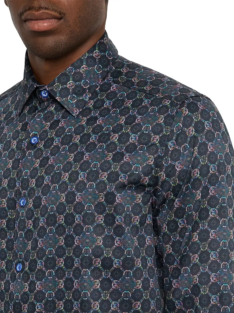 Robert Graham Men's Bramston Medallion Satin Button-Front Shirt | Thumbnail 5 Robert Graham Men's Bramston Medallion Satin Button-Front Shirt | Thumbnail 5