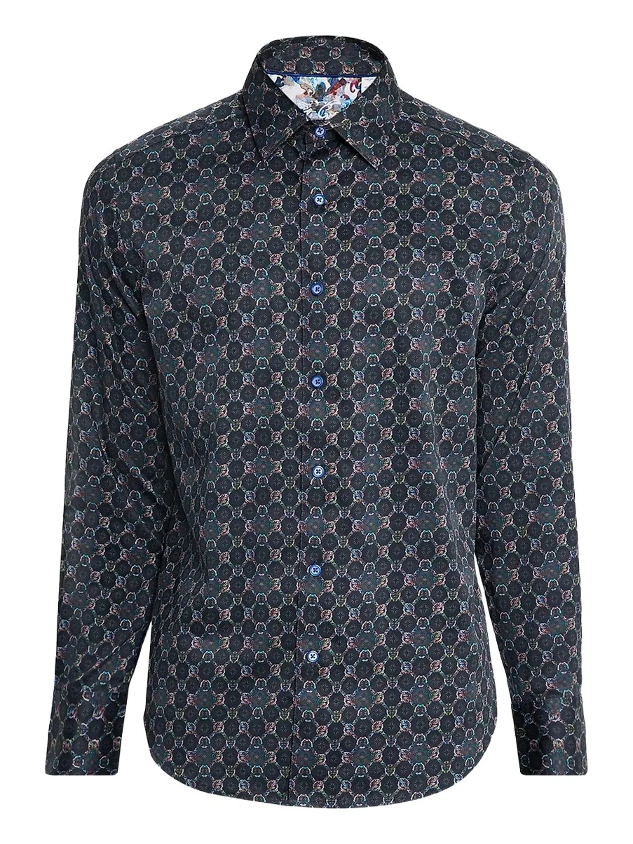 Men's Bramston Medallion Satin Button-Front Shirt Men's Bramston Medallion Satin Button-Front Shirt
