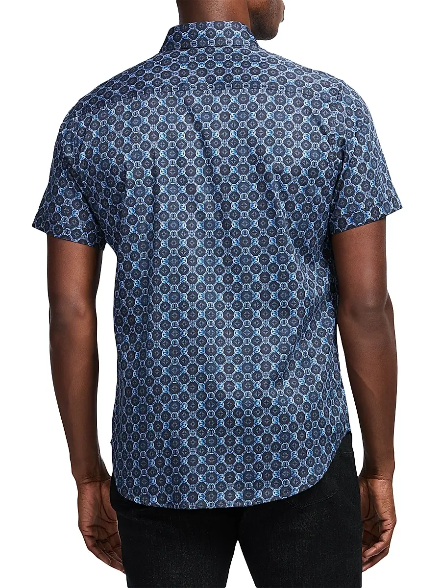 Robert Graham Men's Bramston Geometric Satin Short-Sleeve Shirt | Thumbnail 4 Robert Graham Men's Bramston Geometric Satin Short-Sleeve Shirt | Thumbnail 4
