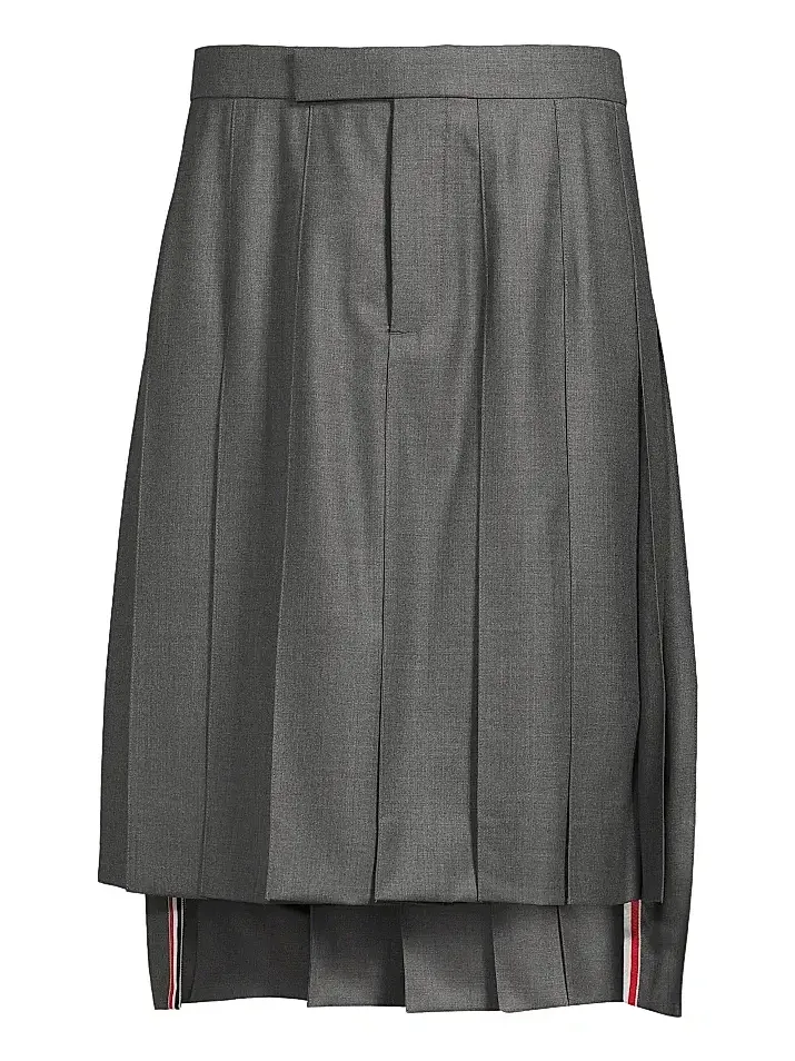 Men's Pleated Wool Twill Skirt