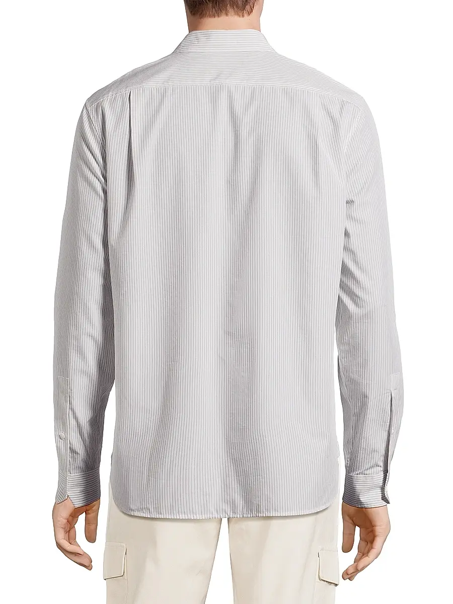 Vince Men's Pinstriped Cotton-Blend Button-Front Shirt | Thumbnail 5 Vince Men's Pinstriped Cotton-Blend Button-Front Shirt | Thumbnail 5