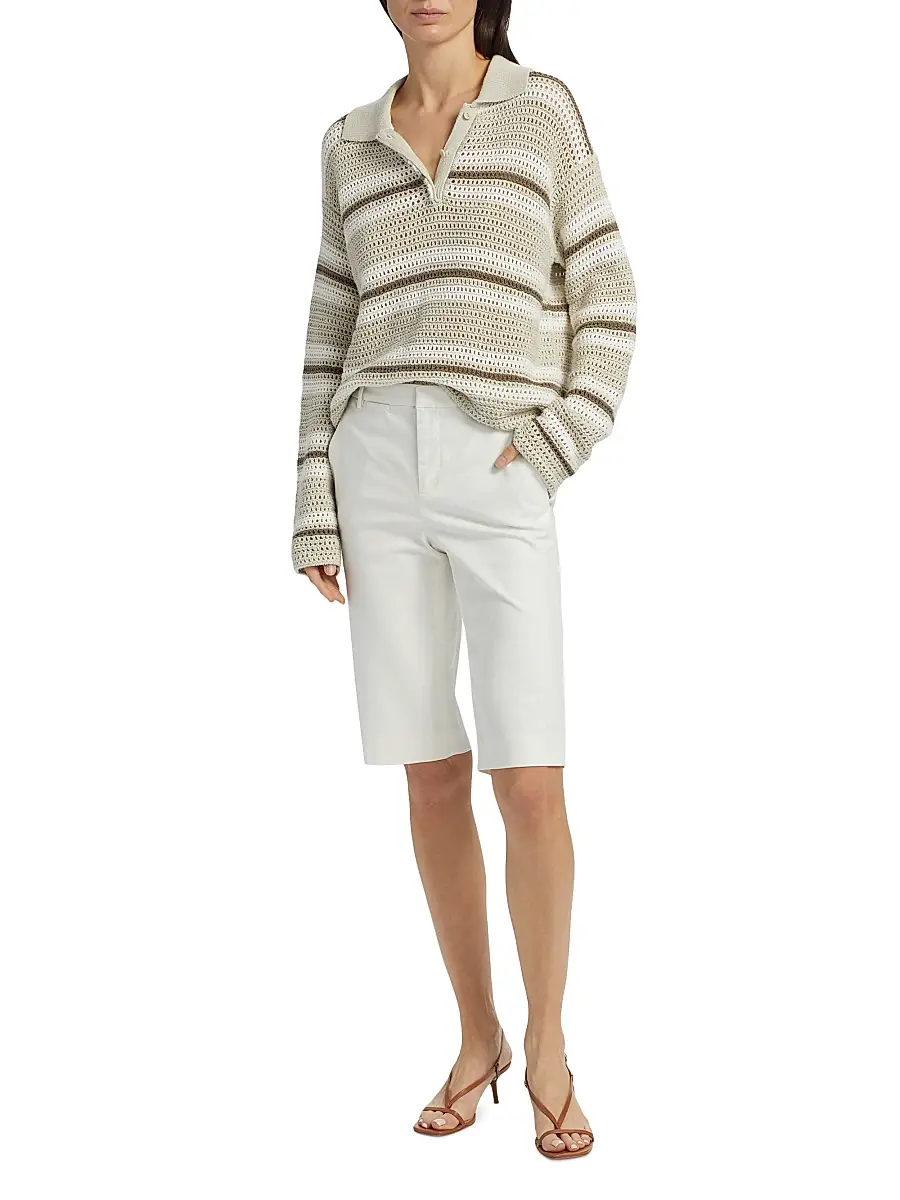 Vince Women's Stretch-Cotton Mid-Rise Bermuda Shorts | Thumbnail 2 Vince Women's Stretch-Cotton Mid-Rise Bermuda Shorts | Thumbnail 2