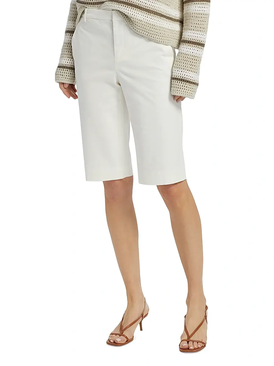 Vince Women's Stretch-Cotton Mid-Rise Bermuda Shorts | Thumbnail 3 Vince Women's Stretch-Cotton Mid-Rise Bermuda Shorts | Thumbnail 3