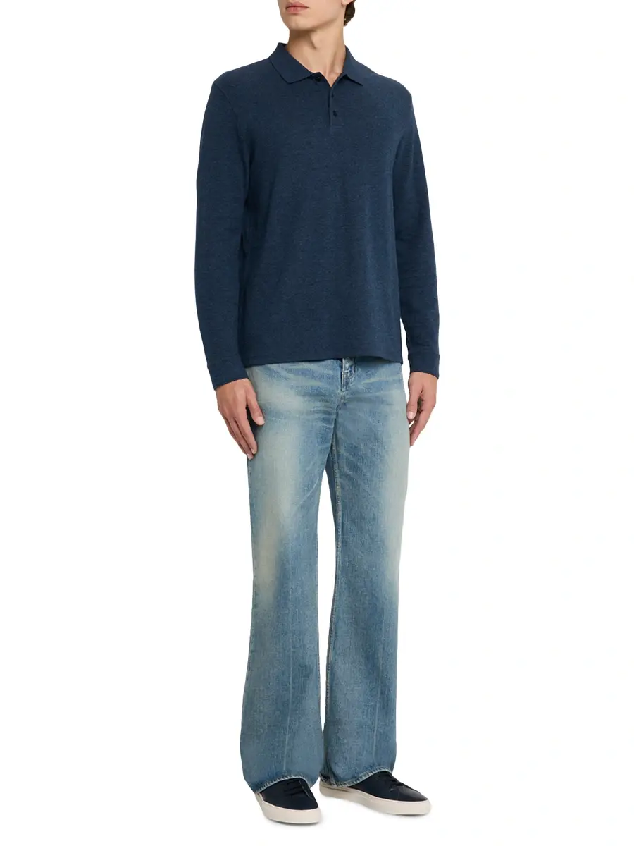Vince Men's Heathered Double-Face Polo Shirt | Thumbnail 2