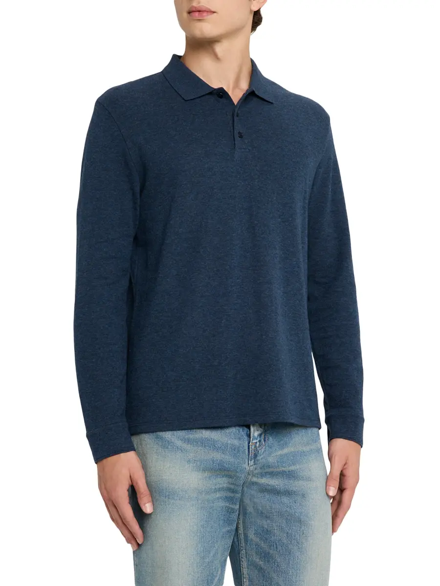 Vince Men's Heathered Double-Face Polo Shirt | Thumbnail 3