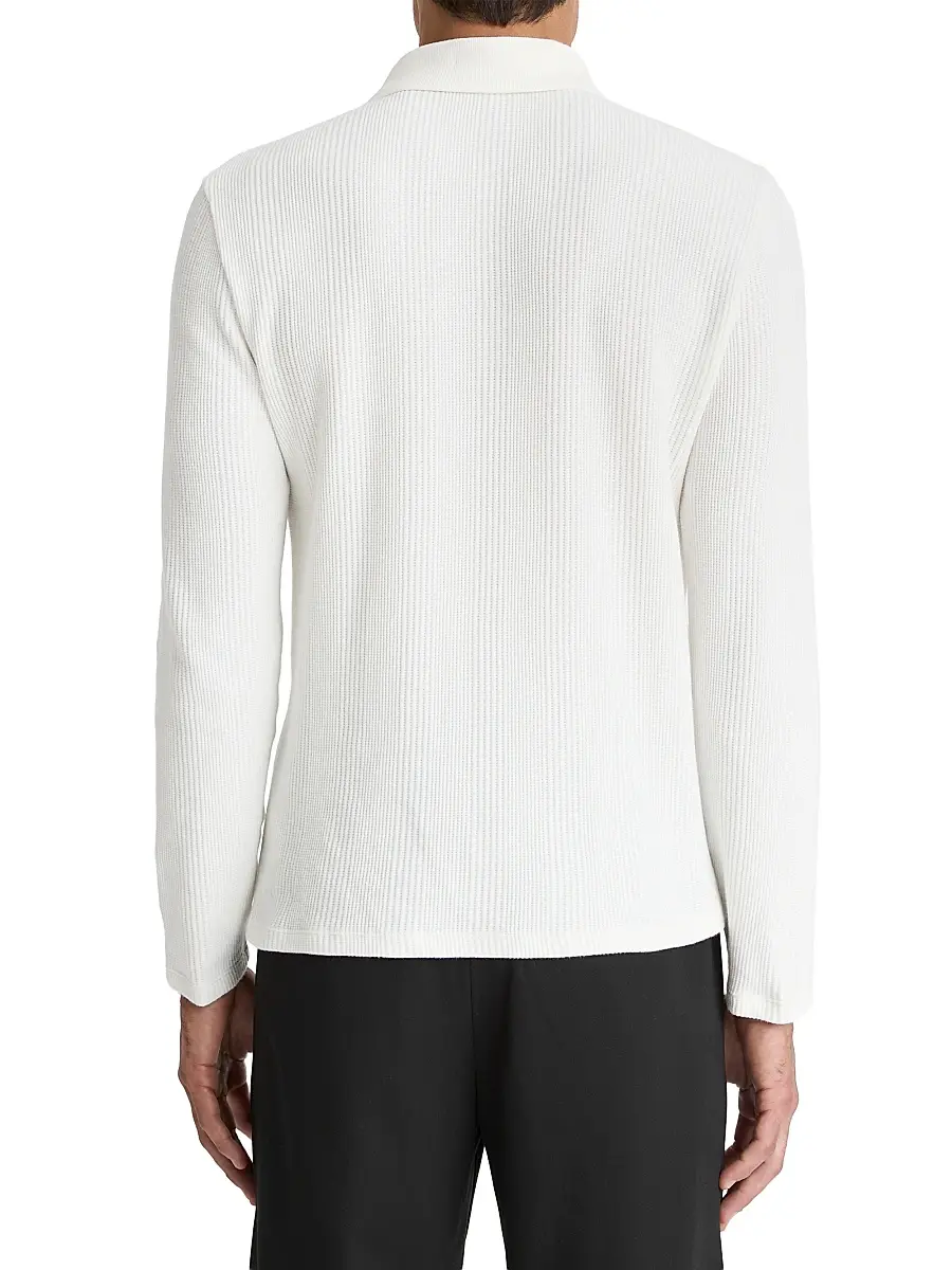 Vince Men's Variegated Textured Long-Sleeve Polo Shirt | Thumbnail 4 Vince Men's Variegated Textured Long-Sleeve Polo Shirt | Thumbnail 4