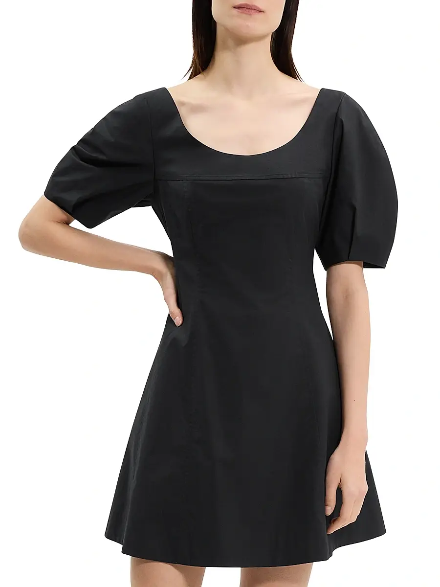 Theory Women's City Stretch-Cotton Fit & Flare Minidress | Thumbnail 3
