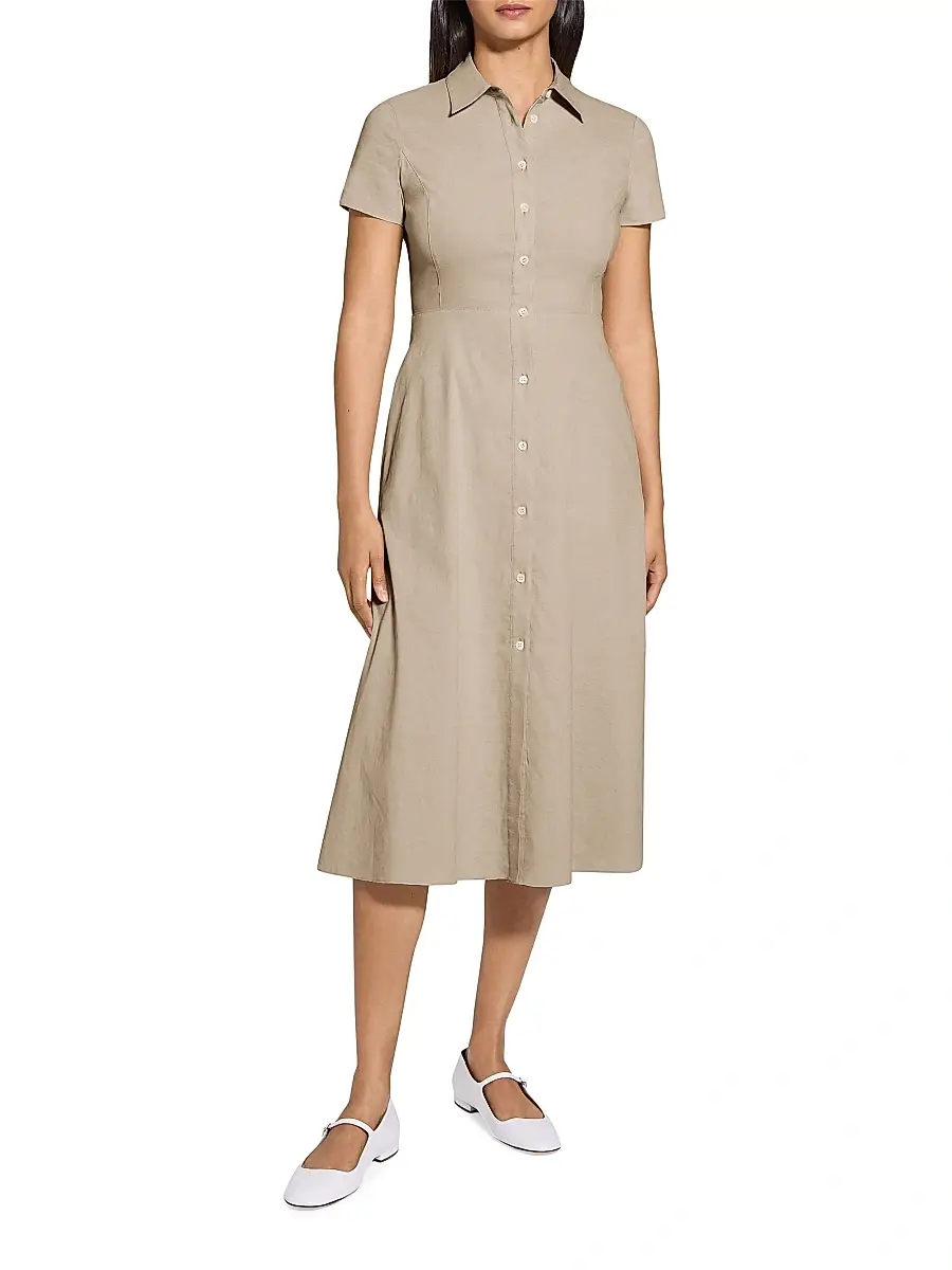 Theory Women's Linen-Blend Midi-Shirtdress | Thumbnail 2