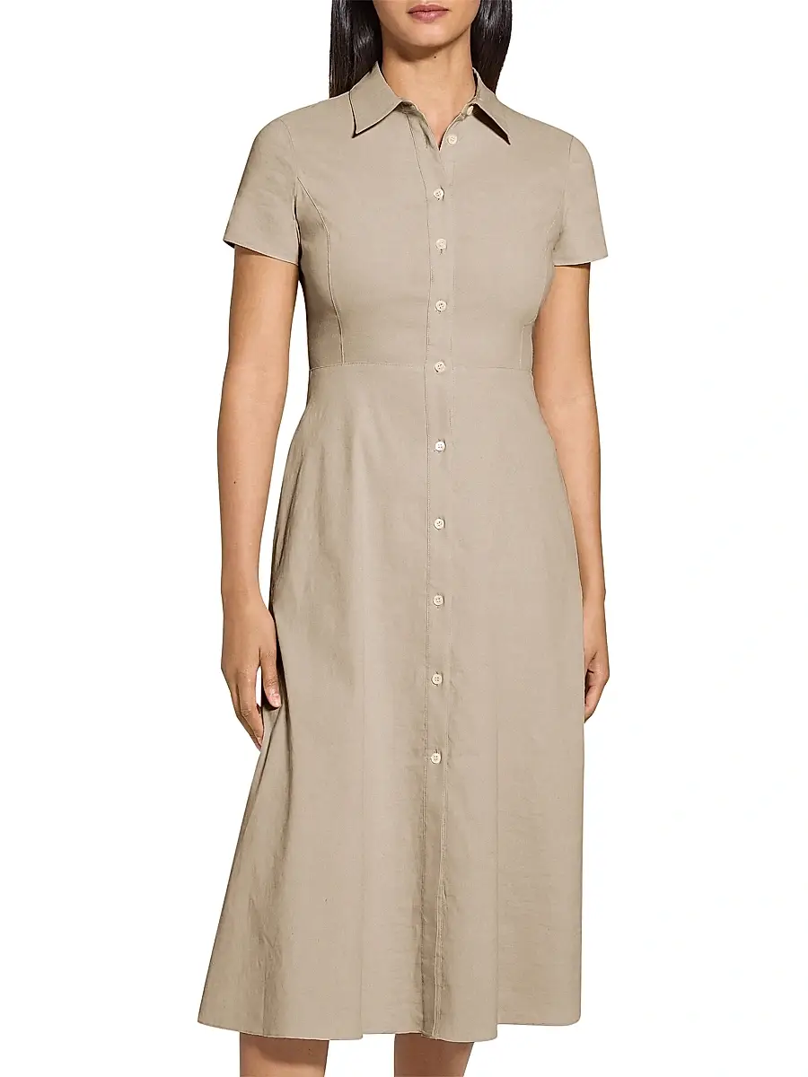 Theory Women's Linen-Blend Midi-Shirtdress | Thumbnail 4
