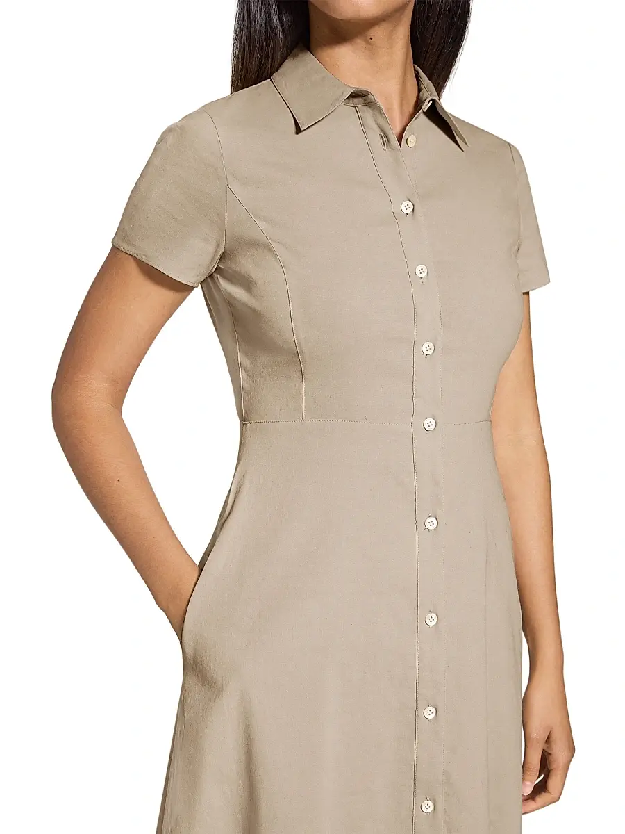 Theory Women's Linen-Blend Midi-Shirtdress | Thumbnail 5