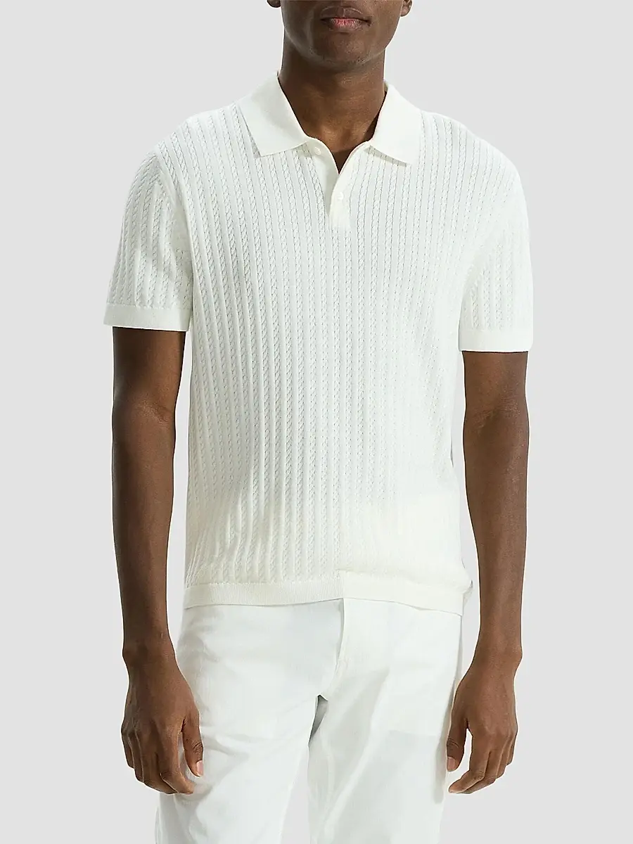 Theory Men's Cable-Knit Polo Shirt | Thumbnail 3 Theory Men's Cable-Knit Polo Shirt | Thumbnail 3