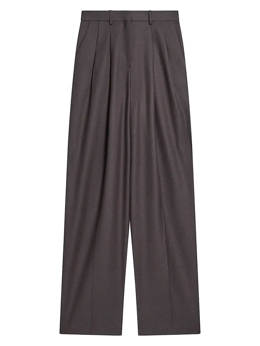 Theory Women's Pleated Wool High-Rise Straight-Leg Pants