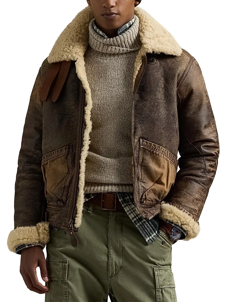 Polo Ralph Lauren Men's Shearling-Lined Bomber Jacket | Thumbnail 3 Polo Ralph Lauren Men's Shearling-Lined Bomber Jacket | Thumbnail 3