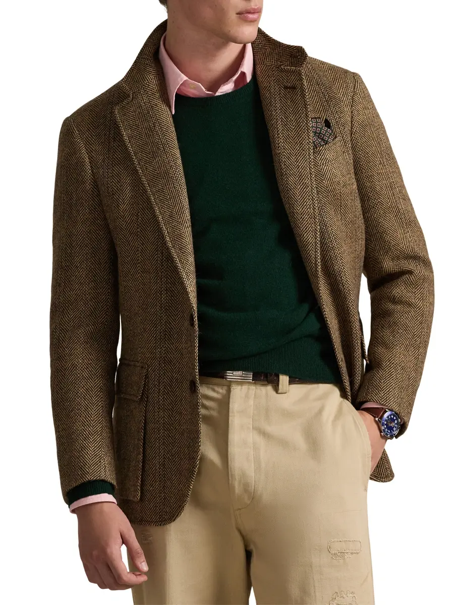Polo Ralph Lauren Men's Herringbone Wool-Suede Blazer | Thumbnail 3 Polo Ralph Lauren Men's Herringbone Wool-Suede Blazer | Thumbnail 3