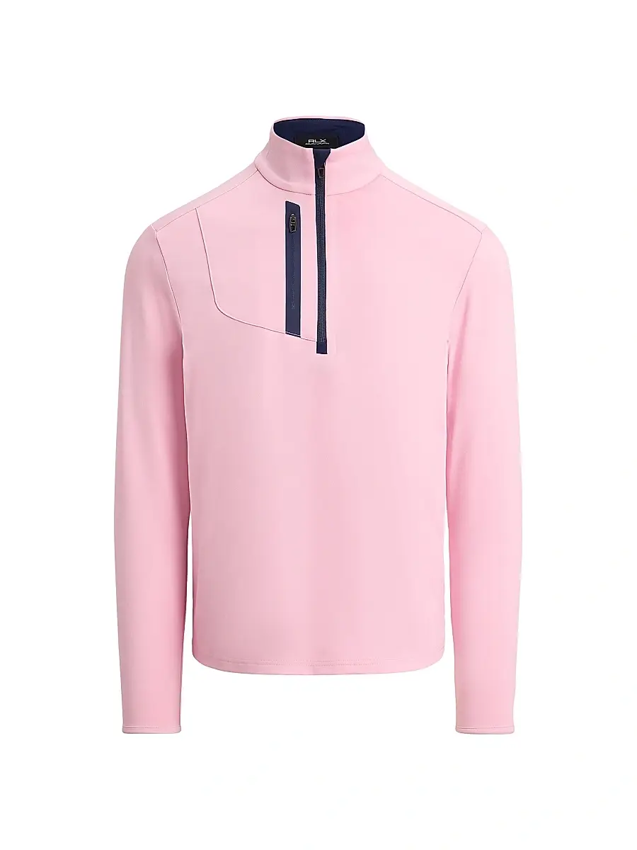 RLX Ralph Lauren Men's Jersey Contrast Half-Zip Pullover - Carmel Pink | Image 1 RLX Ralph Lauren Men's Jersey Contrast Half-Zip Pullover - Carmel Pink | Image 1