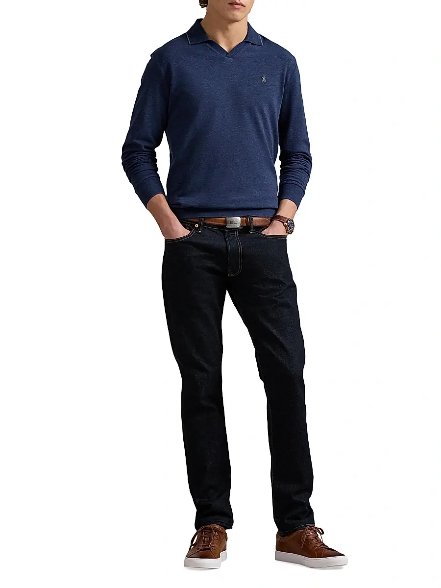 Polo Ralph Lauren Men's Textured Cotton Jersey Polo Shirt | Thumbnail 2 Polo Ralph Lauren Men's Textured Cotton Jersey Polo Shirt | Thumbnail 2