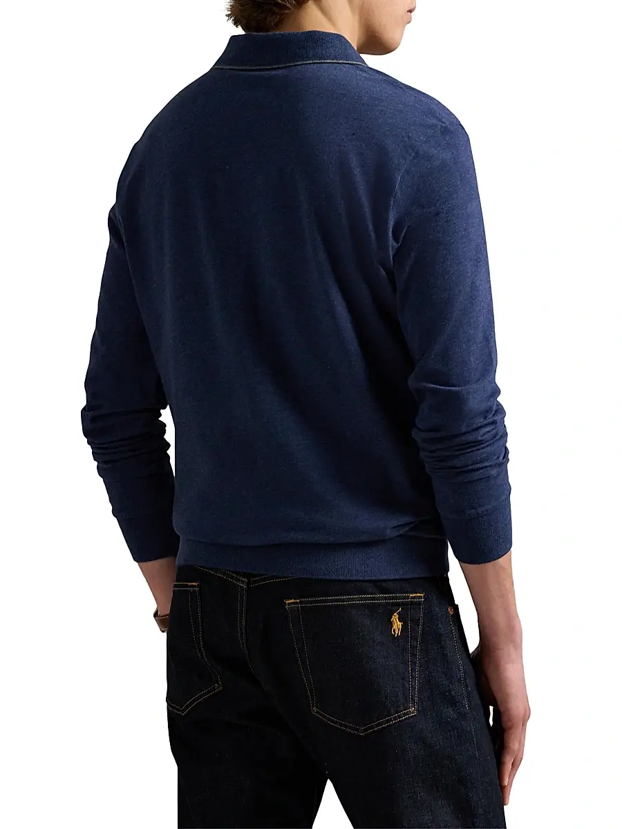 Polo Ralph Lauren Men's Textured Cotton Jersey Polo Shirt | Thumbnail 4 Polo Ralph Lauren Men's Textured Cotton Jersey Polo Shirt | Thumbnail 4