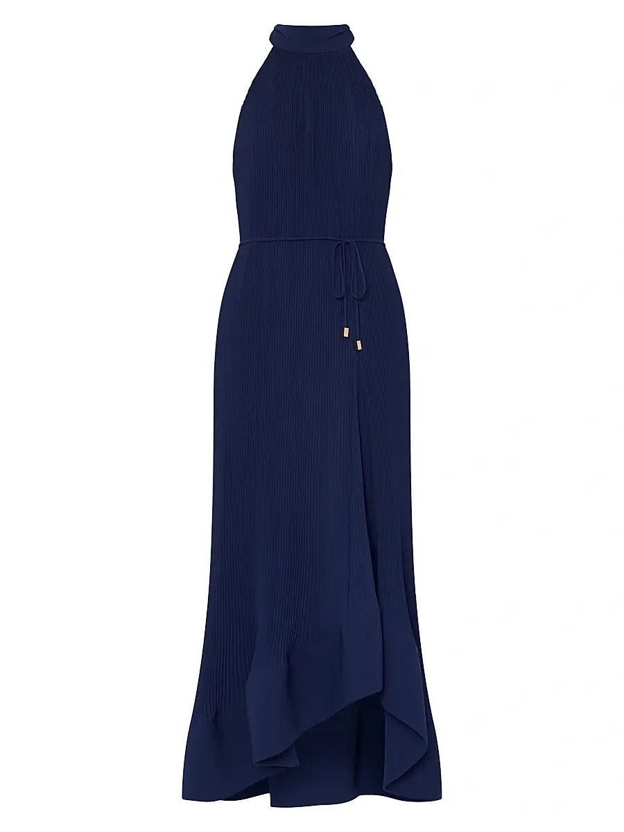 Milly Women's Nalani Pleated Midi-Dress - Navy | Image 1 Milly Women's Nalani Pleated Midi-Dress - Navy | Image 1
