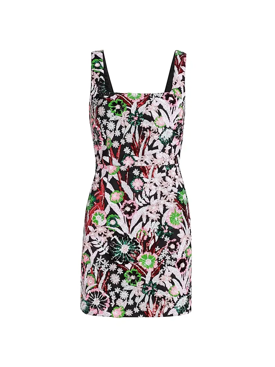 Milly Women's Wildflower Floral-Sequin Minidress - Light Pink Multi | Image 1 Milly Women's Wildflower Floral-Sequin Minidress - Light Pink Multi | Image 1