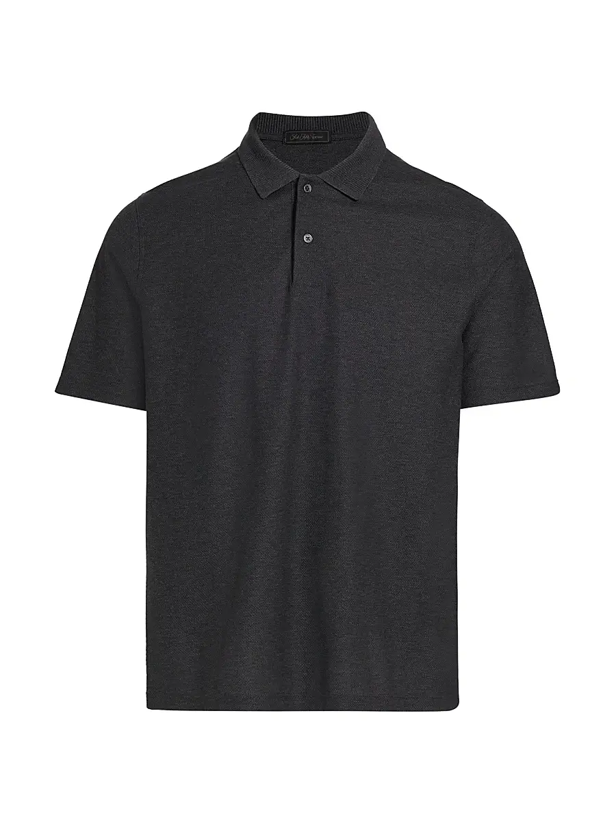 Saks Fifth Avenue Men's COLLECTION Honeycomb Polo Shirt - Gunmetal Heather - Size Large | Image 1 Saks Fifth Avenue Men's COLLECTION Honeycomb Polo Shirt - Gunmetal Heather - Size Large | Image 1