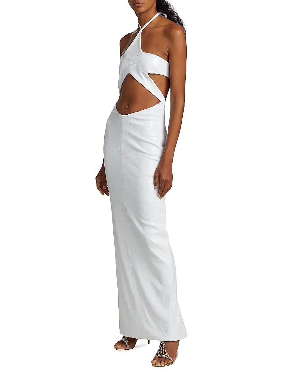 Christian Cowan Women's Metallic Halter Gown | Thumbnail 4 Christian Cowan Women's Metallic Halter Gown | Thumbnail 4