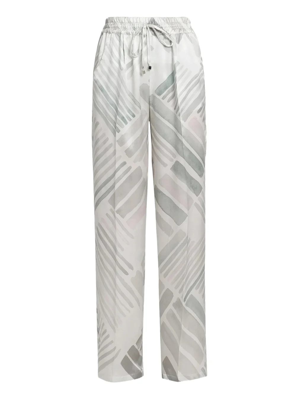 Women's Abstract Silk Drawstring Straight-Leg Pants Women's Abstract Silk Drawstring Straight-Leg Pants