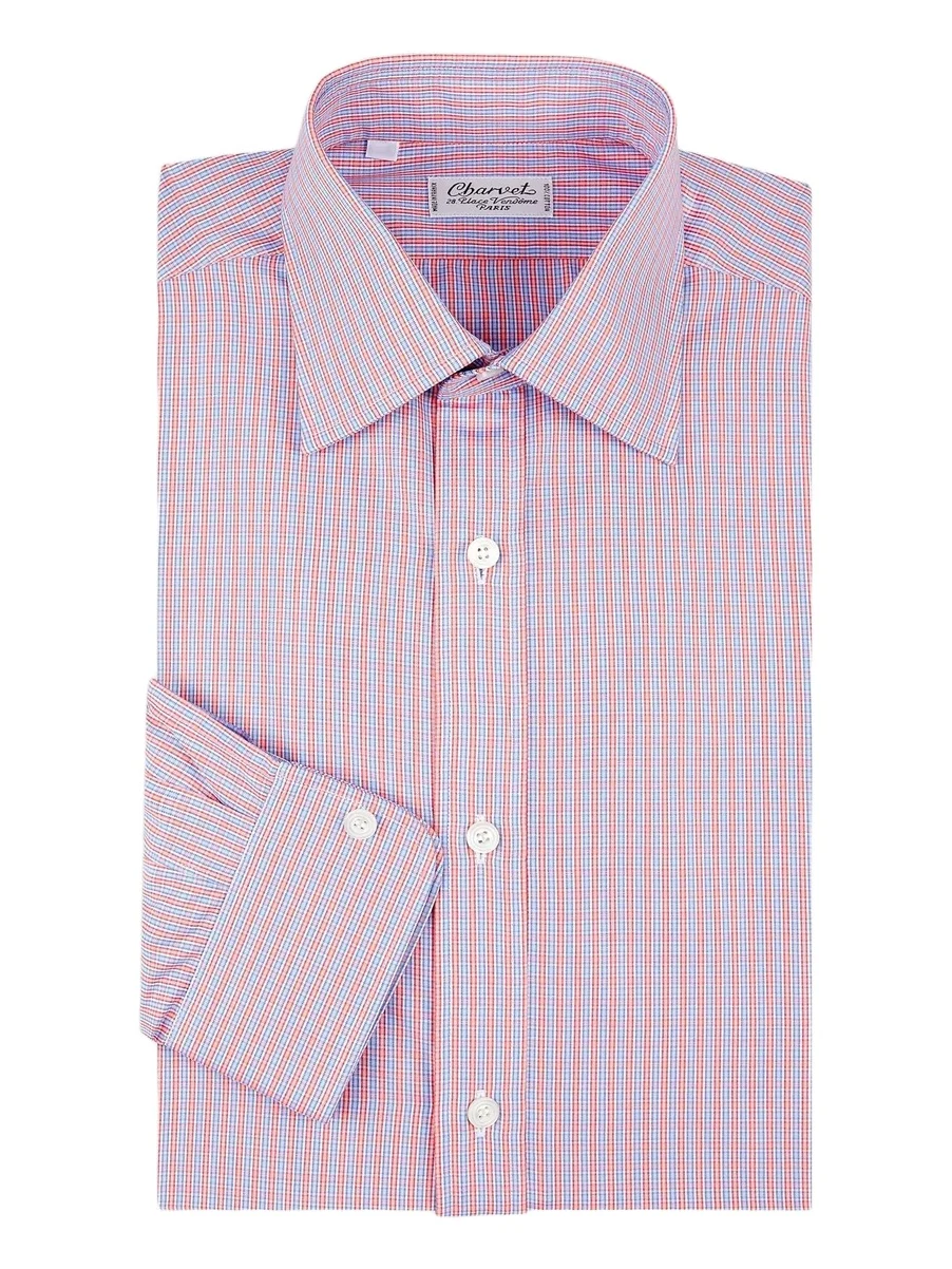 Charvet Men's Plaid Check Cotton Dress Shirt | Thumbnail 1 Charvet Men's Plaid Check Cotton Dress Shirt | Thumbnail 1