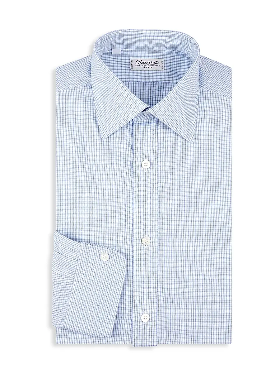 Charvet Men's Check Cotton Dress Shirt | Image 1 Charvet Men's Check Cotton Dress Shirt | Image 1