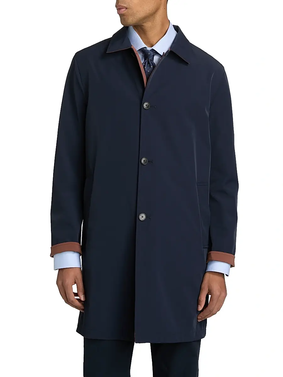 Sartorio Napoli Men's Ben Reversible Single-Breasted Car Coat | Thumbnail 3 Sartorio Napoli Men's Ben Reversible Single-Breasted Car Coat | Thumbnail 3