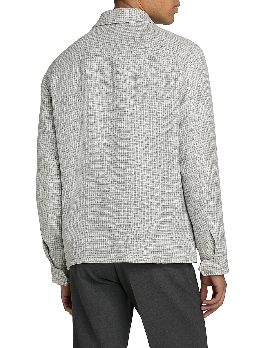 Sartorio Napoli Men's Joly Checked Linen-Blend Zip-Front Jacket | Thumbnail 5 Sartorio Napoli Men's Joly Checked Linen-Blend Zip-Front Jacket | Thumbnail 5