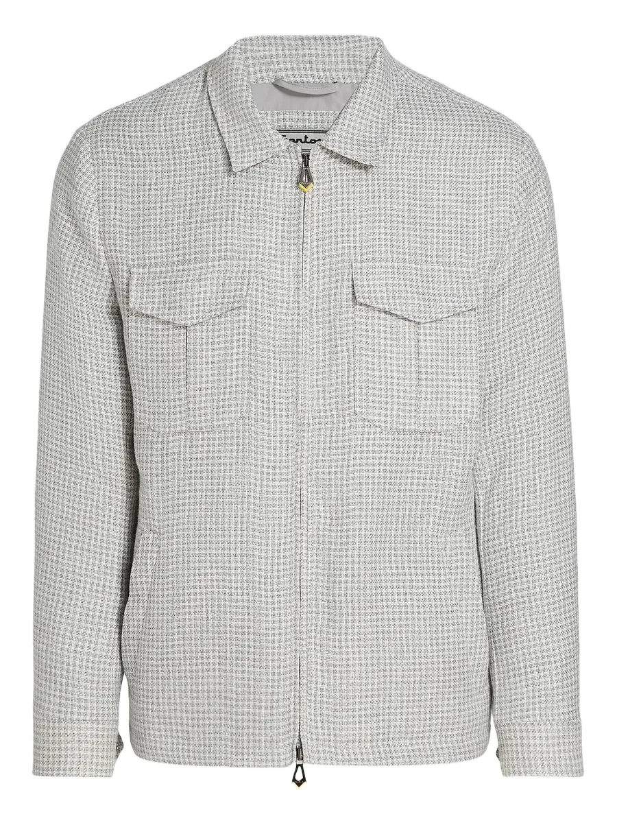 Sartorio Napoli Men's Joly Checked Linen-Blend Zip-Front Jacket