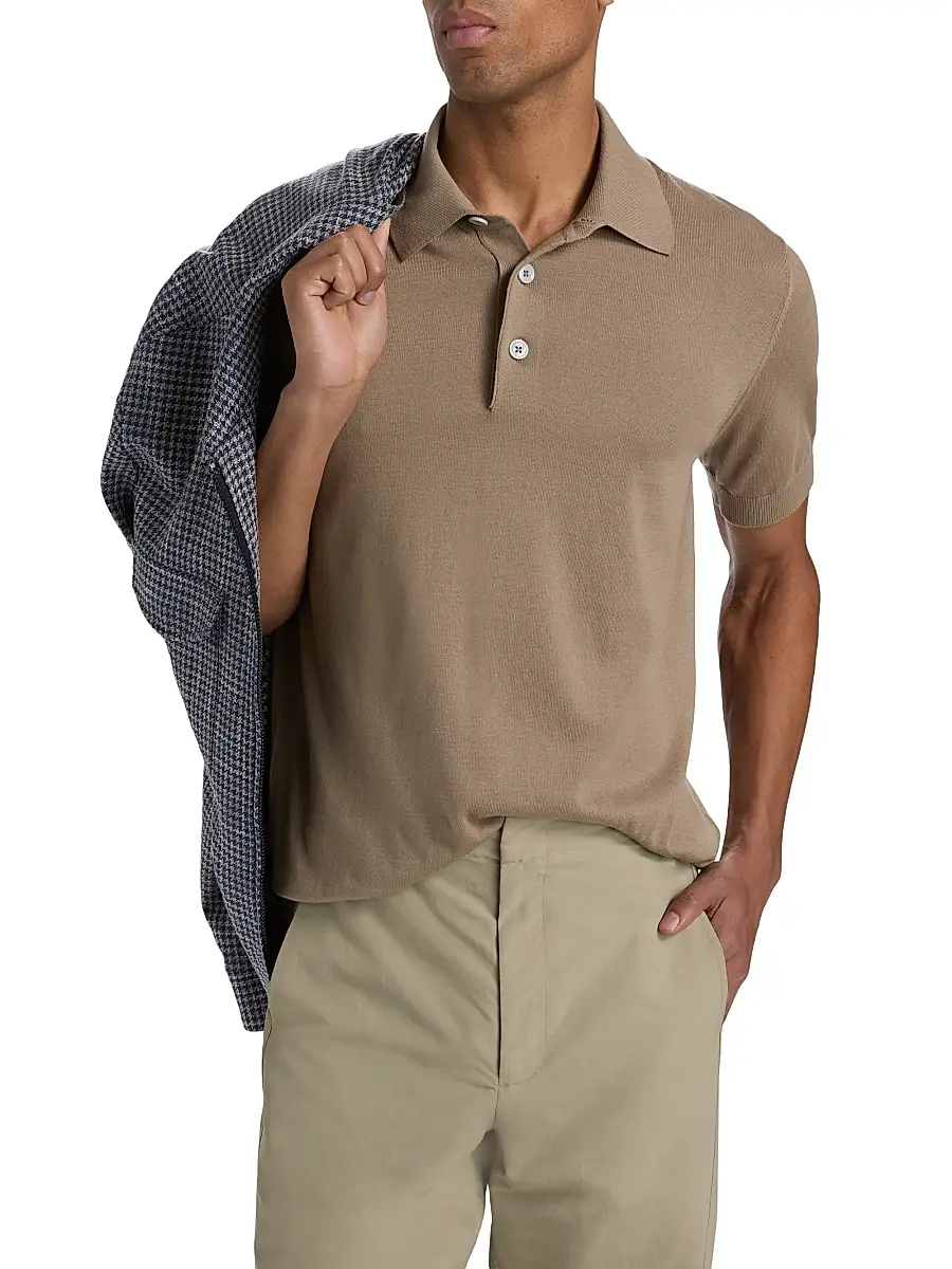 Sartorio Napoli Men's Cotton Polo Shirt - Beige | Thumbnail 3 Sartorio Napoli Men's Cotton Polo Shirt - Beige | Thumbnail 3