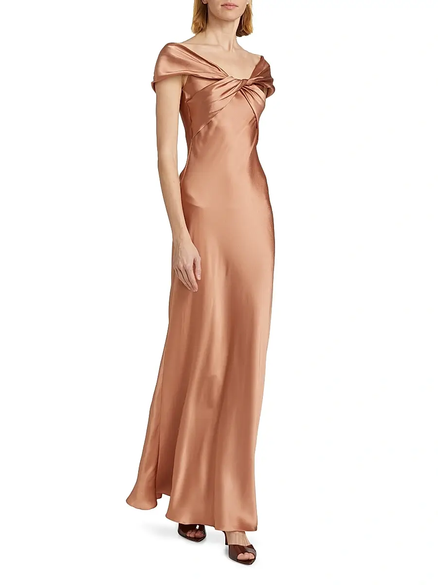 Alberta Ferretti Women's Satin Off-The-Shoulder Gown | Thumbnail 2